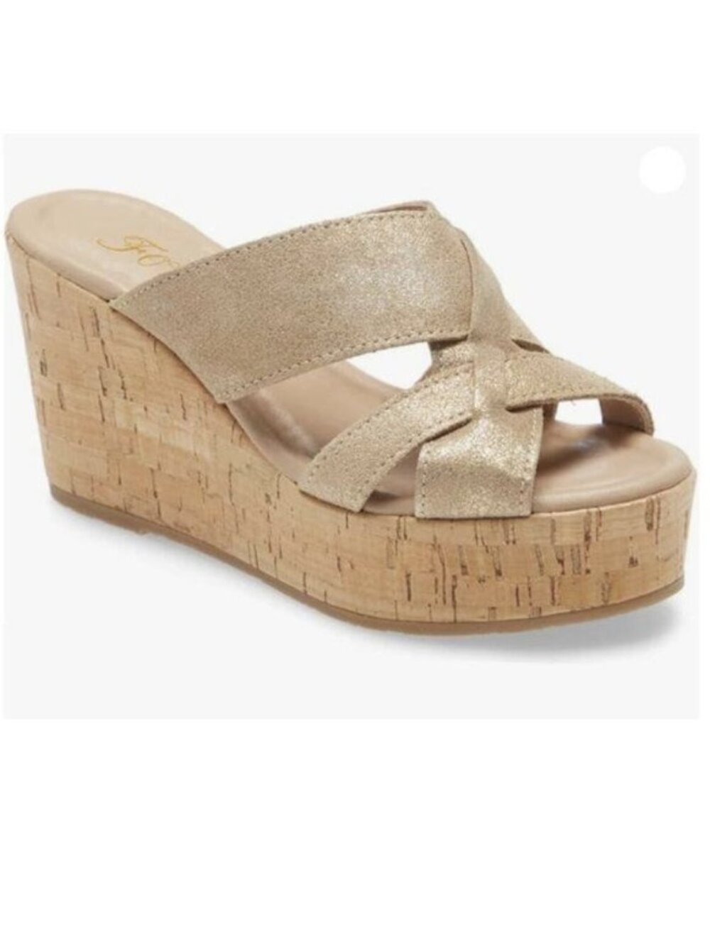 FOWT Women’s Wedge Sandals Cross Strappy High Platform Open Toe Slippers Gold